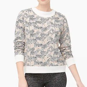 J. Crew white Safari style Zebra print sweatshirt size XS